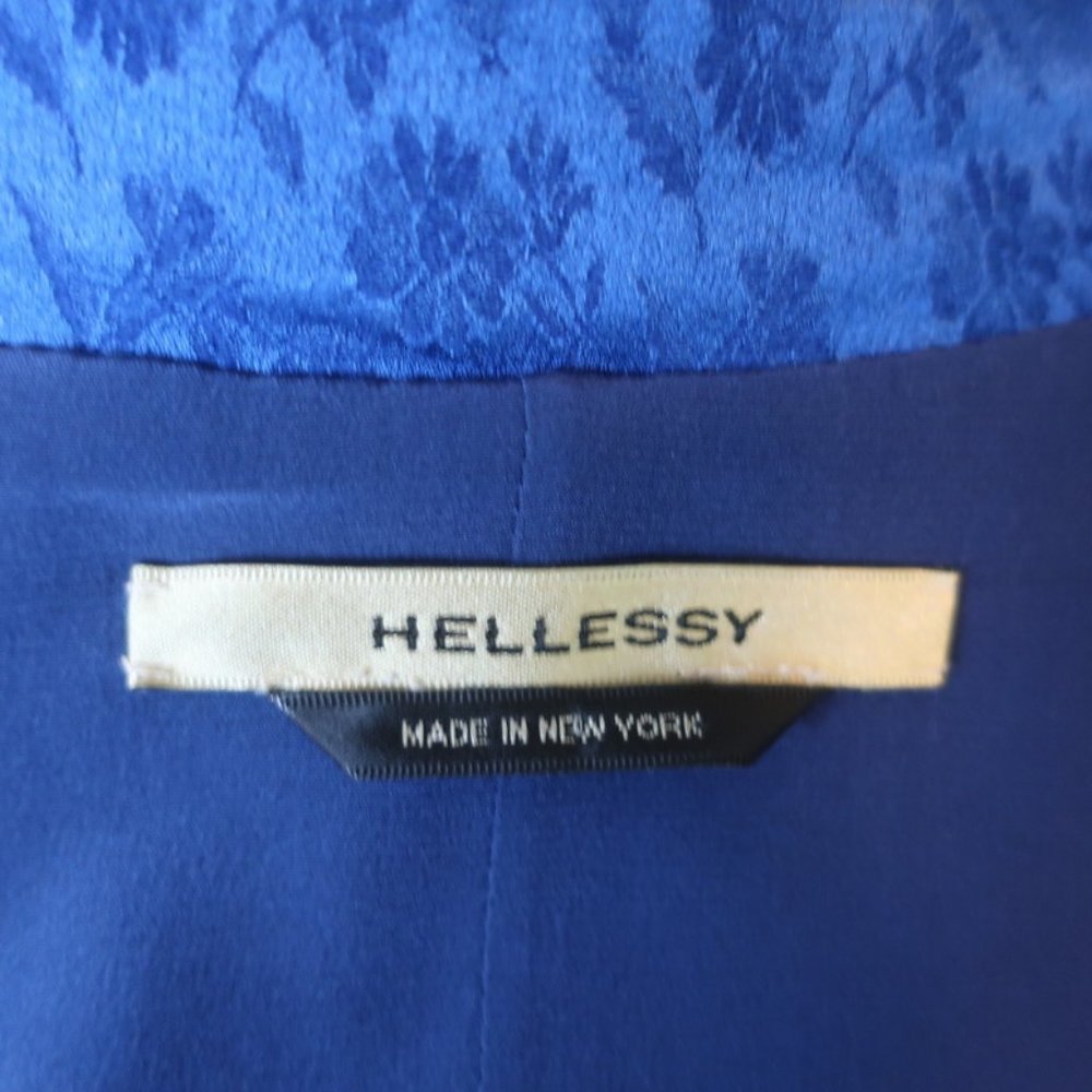 HELLESSY RUFFLE SLEEVE MIDI DRESS HELGA COBALT FLORAL SATIN JACQUARD SIZE 4 - Picture 7 of 9